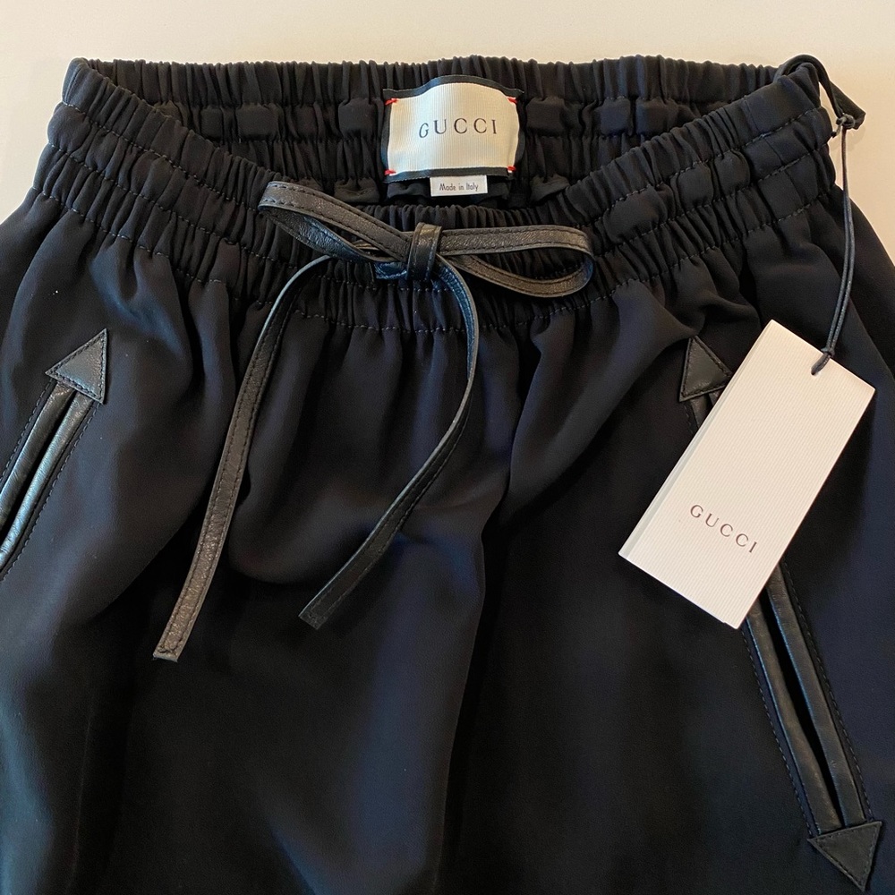 Gucci Midi Skirt Black With Leather Details - Picture 10 of 14